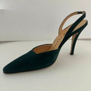 Women's Designer Shoes - Walter Steiger Green Suede High Heel - Size 8
